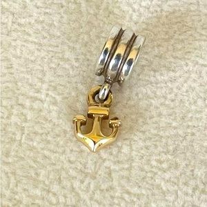 PANDORA Retired 14K Gold Anchor Nautical Dangle Charm -790225